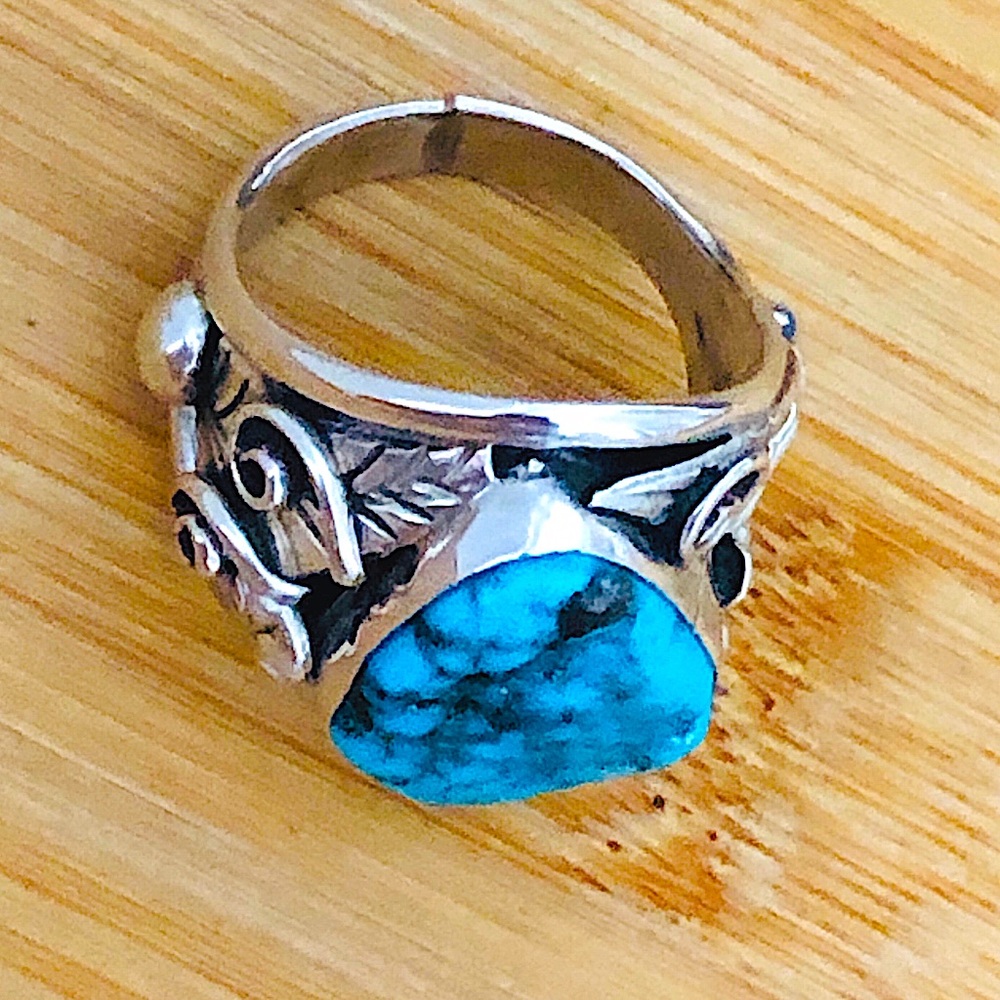 $98 Native American Southwest Artisan Estate Turquoise Ring Sterling Silver - Picture 8 of 11